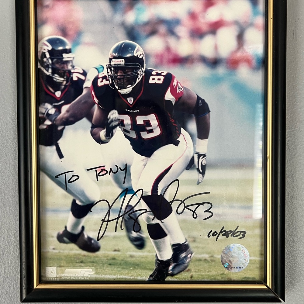 Autographed Atlanta Falcons #83 Framed Photo - Black & Red Jersey